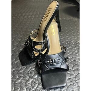 EGO Black Buckle Strap High Heel Sandals